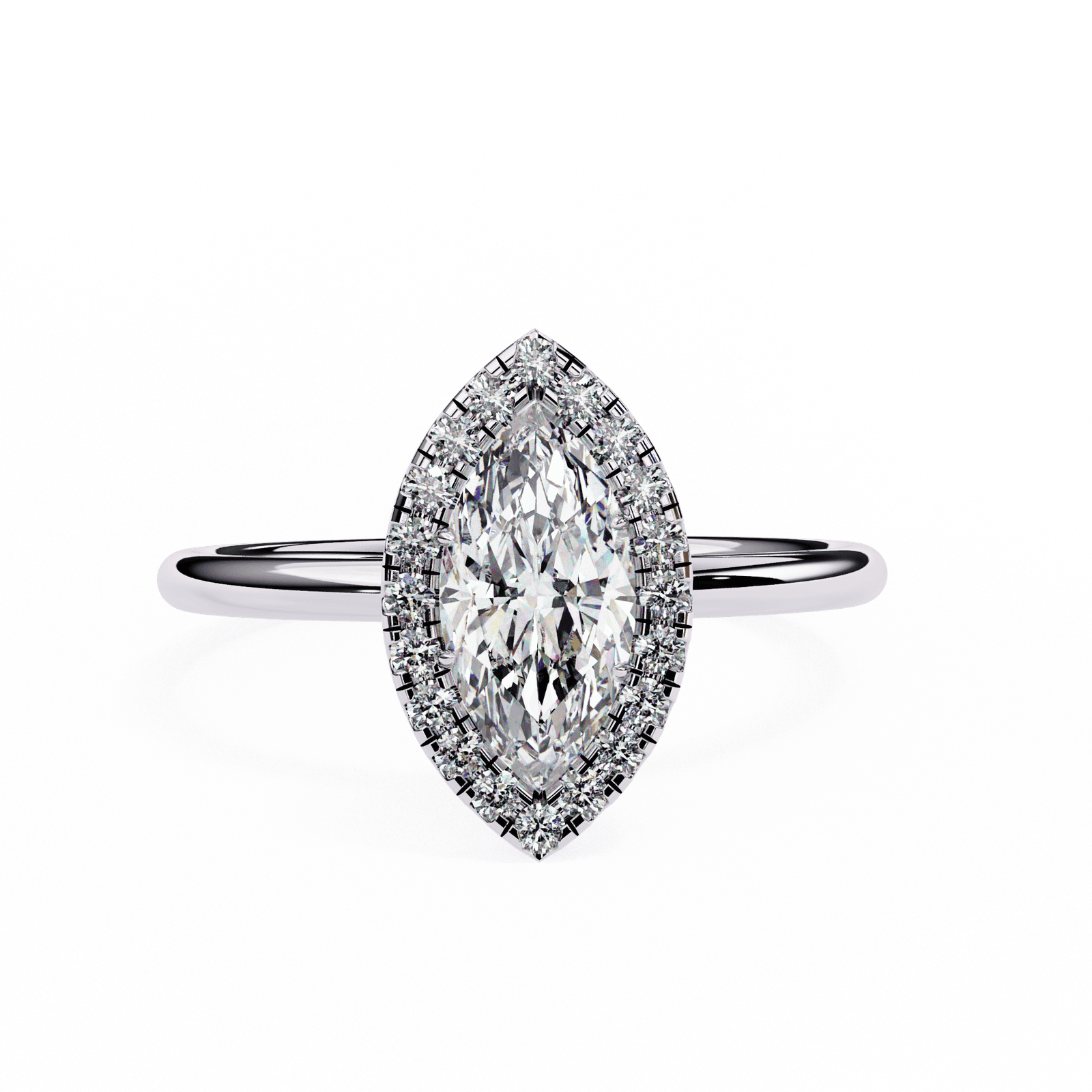 Marquise-Cut Diamond Halo Engagement Ring
